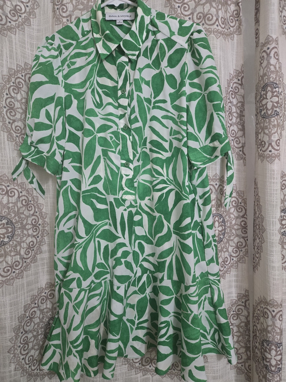 Emma & Michele Green Leaf Button-Front Dress